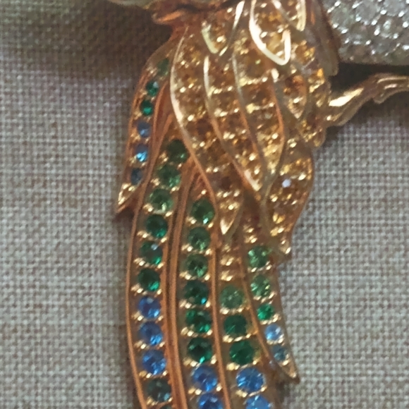 Swarovski Swan VTG Retired Gold Plated Crystal Cockatiel Parrot Brooch/Pin - Picture 6 of 13